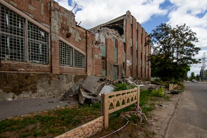 State of a former hunting club partially destroyed by a bombing in Kharkov that left nine dead on May 30.